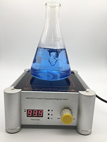 BIPEE HMS-901C Laboratory Digital Hot Plate Magnetic Stirrer, Max.Temperature 450 Degree, 600W Heating Power, 3000ml Volume,0-1250rpm, Germany Schott Glass Plate