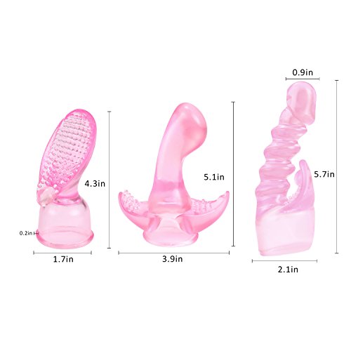 L’aise Vie Magic Wand Attachment for L’aise Vie V1 Wand Massager Vibrator and Other Medium Vibrating Bullet-Pack of 3 Different Design TPE Material Attachment Pink