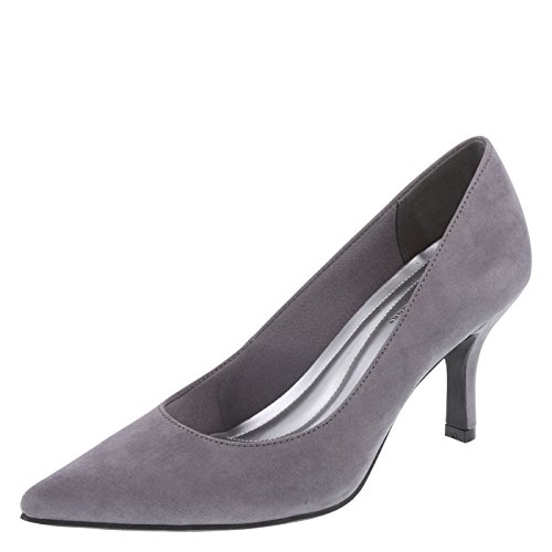 Predictions Comfort Plus by Women's Grey Suede Women's Janine Pointy Toe Pump 8.5 Regular