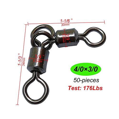 image for unclesportinfof 50PCS 3 Way Swivels Fishing,Heavy Duty Crane Swivel Fi