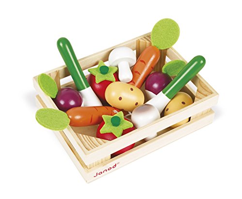 Janod - 12 Wooden Vegetables Crate - Doll'S Tea Set, Kitchen Set, Merchant Accessories - Imitation Toy - from 3 Years…