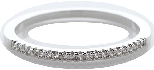 Half Eternity Band Copper Ring White Gold Plating 0.005 CT/each 1 mm Cubic Zirconia YC31