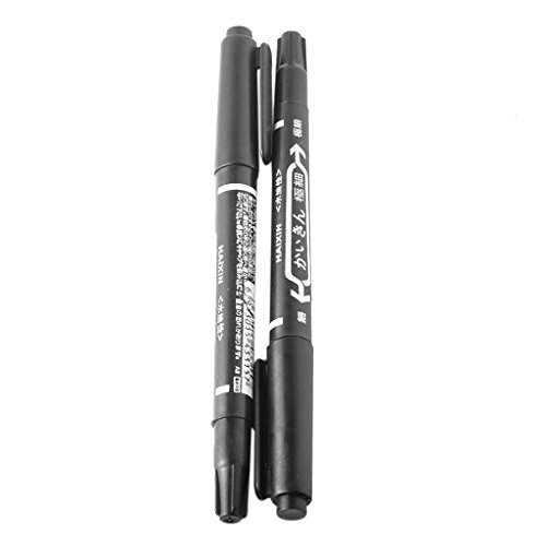10Pack Tattoo Marking Pens, Double Ended Fine and Thick Tip Skin Marker Pen Scribe Piercing Positioning for Tattooing Supply Tool Body Art Black