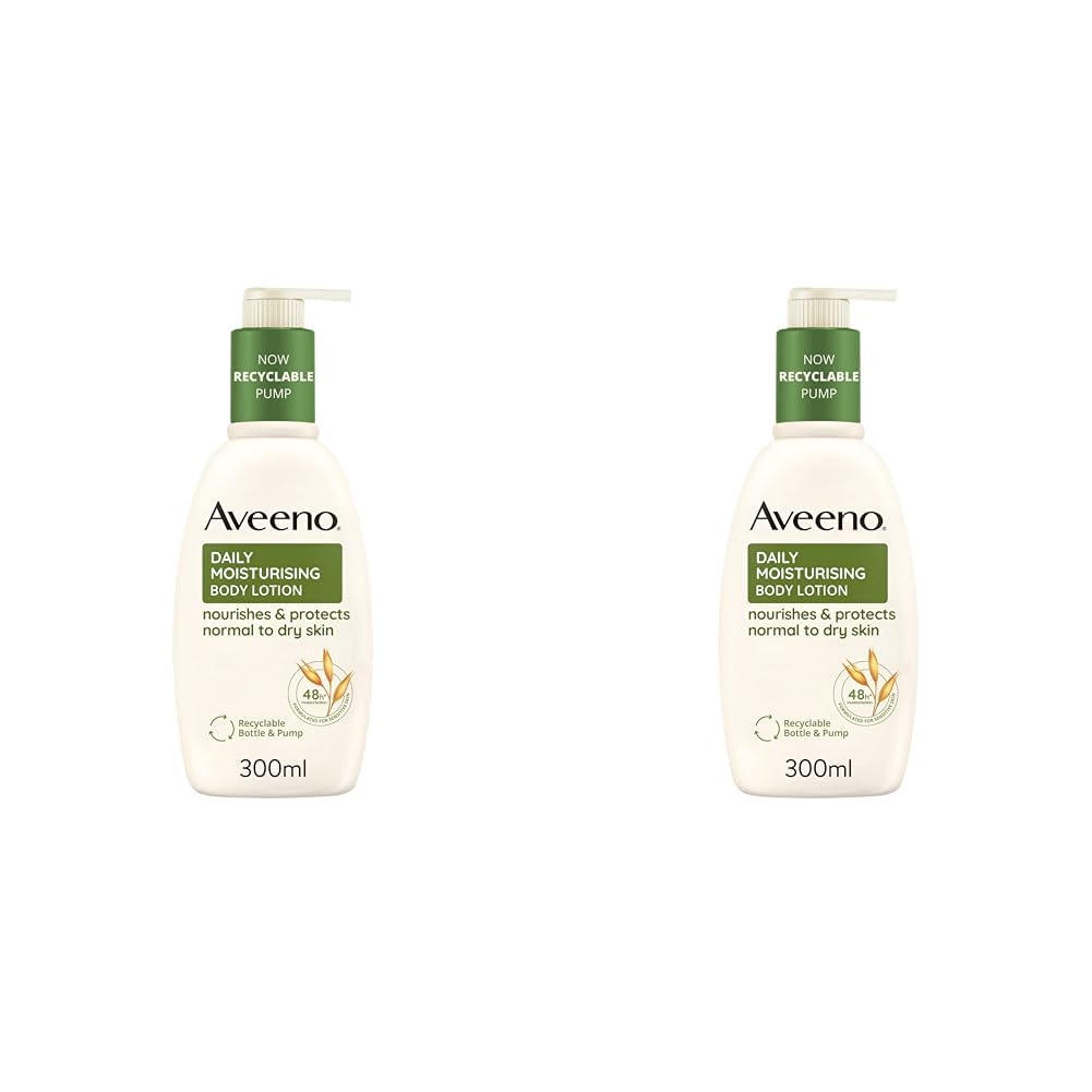 Aveeno Daily Moisturising Lotion | For Normal to Dry Skin Care | With Prebiotic Oatmeal and Glycerin | Moisturises for 24 Hours | 300 ml (Pack of 2)