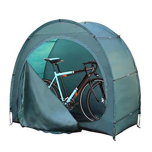 H&ZT Portable Pop Up Bike Tent Space Saving Outdoor Storage Shed Tent Weather Resistant Protection with Carrying Case (Dark Blue (Zipper Upgraded))