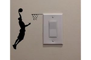 YINGKAI Athletic Basketball Player Dunking on Light Switch Decal Vinyl Wall Decal Sticker Art Living Room Carving Wall Decal 