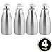 mDesign Modern Metal Aluminum Foaming Soap Dispenser Pump Bottle for Kitchen Sink Countertop, Bathroom Vanity, Utility/Laundry Room, Garage - Save on Soap - Linn Collection - 4 Pack - Brushed/Silver