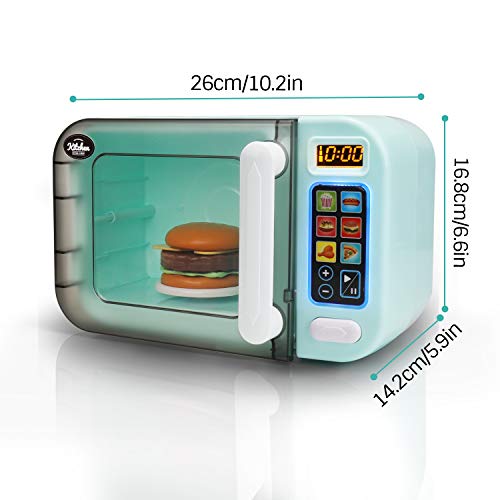 infunbebe Jeeves Jr. Kids Microwave Oven Toy Electronic Pretend Microwave Play Just Like Home My First Kitchen Appliance for Toddlers Blue