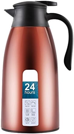 Huayoung Large Capacity (54/64 fl oz) Household Thermos Insulated Vacuum Bottle with Glass Interior (1.9L, Coffee)