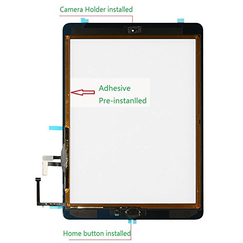 FeiyueTech-Ipad-5-Ipad-Air-1st-Touch-Screen-Digitizer-Replacement-Front-Glass-Assembly-Includes-Home-Button-Camera-HolderPreInstalled-Adhesive-with-tools-kit