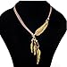 Usstore 1PC Women Pendant Fashion Bohemian Style Black Rope Chain Feather Pattern Necklace Partty Gift Alloy (Gold)