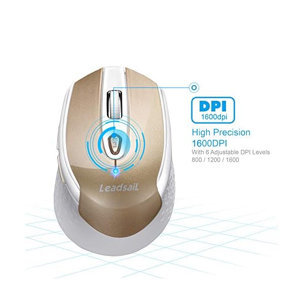 Wireless Mouse for Laptop Silent Cordless USB Mouse Wireless Optical Computer Mouse, 6 Buttons, AA Battery Used,1600DPI…