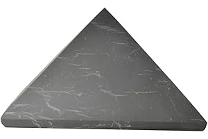 Shungite World Authentic Shungite Pyramid from Real Shungite Stones Shungite Crystal Pyramid Home Protection Room Decor Office Desk Decor Authentic Crystals Black Pyramid (Unpolished, 100 mm / 3.93")