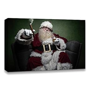 Santa Smoking A Cigar - Canvas Art