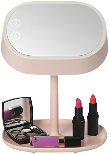 Norjack Beauty Lighted Makeup Vanity Mirror with Table Lamp for Bedroom Pink
