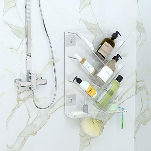 NIUBEE Bathroom Shower Caddy, Acrylic Shower Organizer with Suction Cup