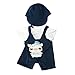 MagiDeal White T-shirt Shoulder Strap Pants Hat Outfit for 17inch Zapf Baby Born Doll