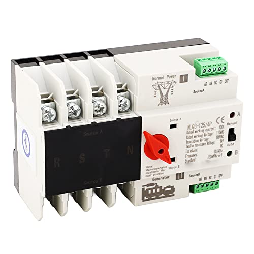 Dual Power Automatic Transfer Switch, NLQ3 125 4P 100A 110V Mini ATS