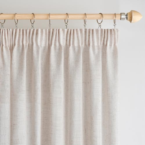 Woaboy Linen Curtains with Frunction Tape Curtains Bedroom Window Translucent Modern Curtains for Living Room Bedroom 2 Pieces 140 x 260 cm White