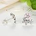 BAMOER 925 Sterling Silver Poetic Daisy Cherry Blossom Earring Studs Pink Enamel with Clear CZ for Women