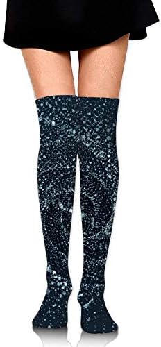 tianjianzulinyouxiangongsi Abstract Black Spiral Form Leisure Crew Top Socks,Tube Over Knee Nursing Compression Long Socks,3D Printed Sports For Girls&Women 50CM