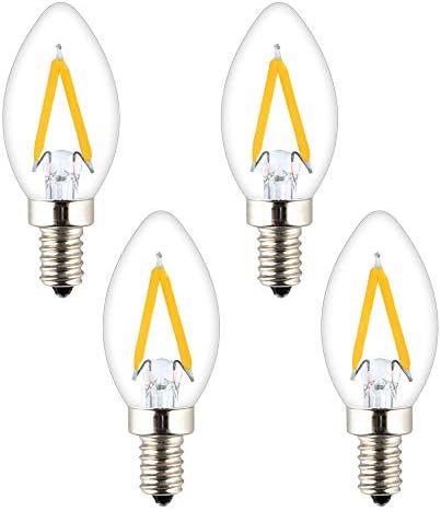 OPALRAY C7 DC 12V 24V 1W LED Mini Candle Bulb, 12 Volts Low Voltage Input, Dimmable with DC Dimmer, Warm White Light, 150LM 15W Incandescent Equivalent, for 12V-24V Power, Mini Torpedo Shape, 4-Pack