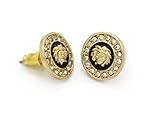 Medusa Head Earrings 10mm Gold Tone with Black Medallion Shaped MB001
