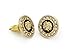L & L Nation Medusa Head Earrings 10mm Gold Tone with Black Medallion Shaped MB001