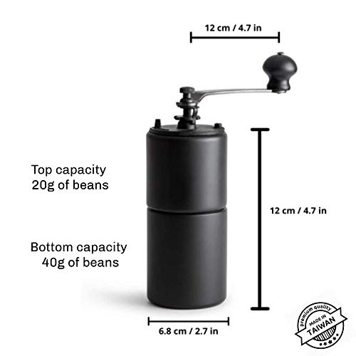 AKIRAKOKI Manuelle Kaffeebohnenmühle Holzmühle mit Gusseisen-Fräs, Handkurbel, tragbare Reise, Camping, verstellbar… – Bild 7