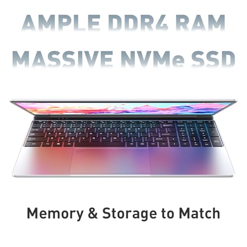 Auusda Business Laptop Computer for Work, Notebook PC for College Students, 15.6" FHD Display, Up to 3.4GHz CPU, Backlit Keyboard, Fingerprint ID, Up to 10TB Storage, 16GB DDR4 RAM, 1TB NVMe, Silver