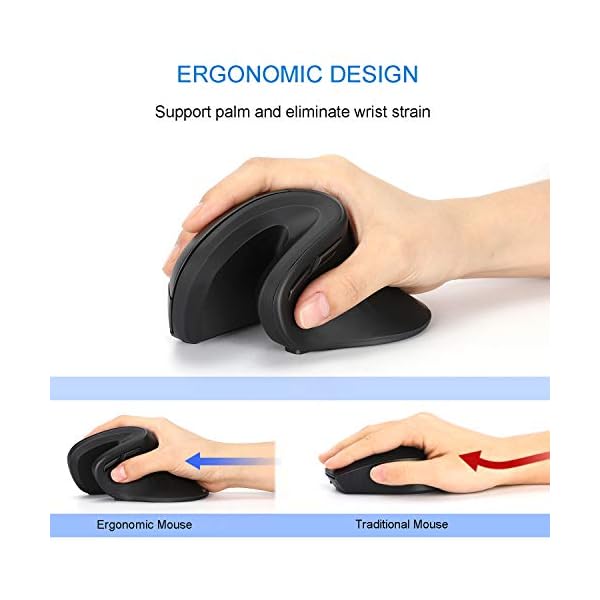Wireless-Bluetooth-Ergonomic-Mouse-Jelly-Comb-24G-Wireless-Bluetooth-40-Dual-Mode-Vertical-Mouse-with-3-Adjustable-DPI-10001600-2400-Black Wireless Bluetooth Ergonomic Mouse, Jelly Comb 2.4G Wireless + Bluetooth 4.0 Dual-Mode Vertical Mouse with 3 Adjustable…