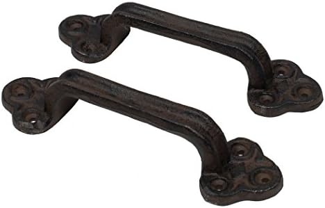Door Pull Handles Set of Two, Rustic Style Solid Cast Iron 2 3/8" Wide 9 1/8" Long x 1 3/4" D, Industrial Antique Grab Bar Towel Bar, Natural Finish