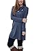 Our Precious Women 's Lapel Neck Long Sleeve Loose Sides Slit Shirt Tunic Dress,Navy Blue,Large