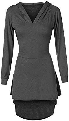 Skyvo Womens Gothic Hooded Lace Up Renaissance Dress Long Sleeve Women Cosplay Dresses