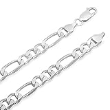 6.5mm 925 Sterling Silver Figaro Link Italian Crafted Nickel Free Chain + Bonus Polishing Cloth