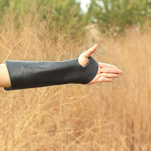 Windfulogo PU Leather Archery Arm Guard Hand Protector Brace Longbow Hunting Shooting Black - Thumbnail 7