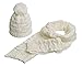 Lanzom Women Lady Fashion Winter Warm Knitted Hat and Scarf Set Skullcaps (White)