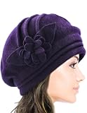 Dahlia Women's Elegant Flower Wool Cloche Bucket Slouch Hat