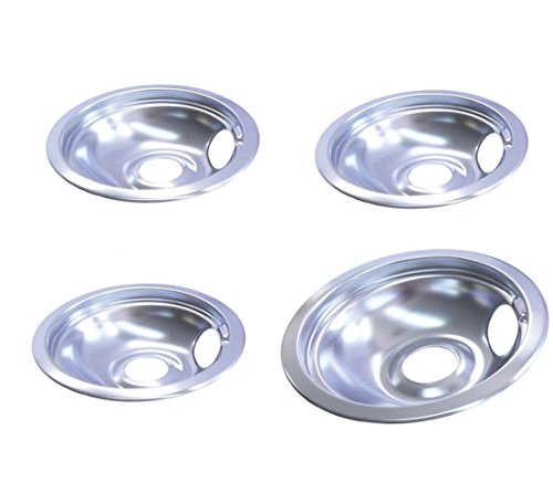 (3 pcs) 6 Inch Bowls & (1 pc) 8 Inch Bowl Range Stove Chrome Drip Pans Bowls Set
