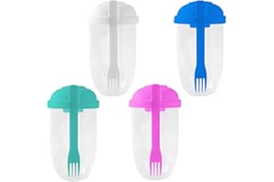 4Pcs Salad Cup with Lids/Fork Fresh Salad Shaker Container Keep Fit Salad Dressing Shaker for Portable Breakfast Lunch Meal V