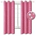 BGment Pink Star Blackout Curtains for Kid's Bedroom - Grommet Thermal Insulated Room Darkening Printed Curtains for Living Room, Set of 2 Panels (42 x 63 Inch, Pink)
