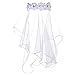 Valdler 2-Tier First Communion Veil with Attached Flower Headband for Girls White