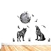 BIBITIME Creative Howling Wolf Silhouette Stickers Vinyl Moon Flying Birds Wall Decal for Living Room Porch Cinemas Window Nursery Kids Room Decor Home Art Mural