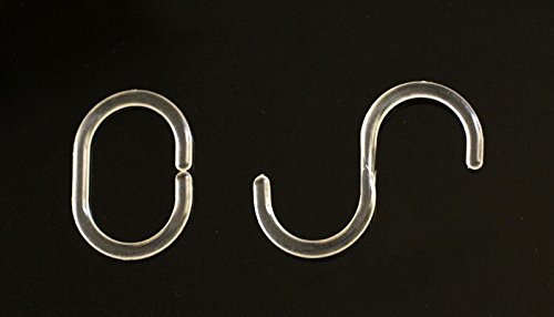 Dealglad® 24pcs Flexible Plastic Clear C Type Bathroom Shower Curtain Liner Hooks Rings
