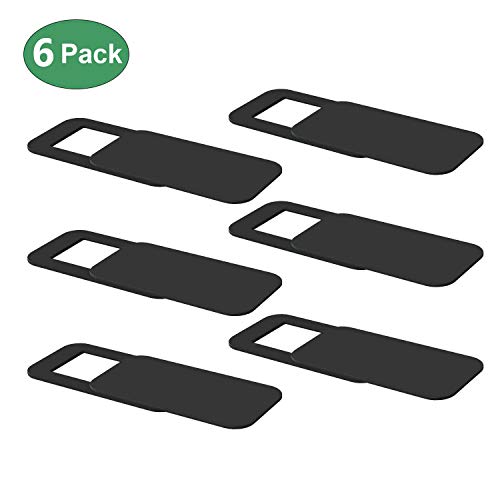 Yilador Slide Webcam Cover Ultra Slim 0.027inch Web Camera Cover for Computer, Compatible Dell HP Lenovo Laptop iMac MacBook Pro Phone Slider Camera Blocker Protect Privacy Securtiy [6 Pack] – Black