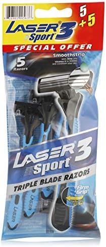 Laser Sport 3 Tripple Blade Disposable Shaving Razor-Anti Slip ...