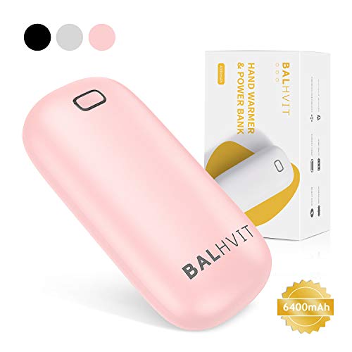 Balhvit Rechargeable Hand Warmer, 6400mAh Electric Hand Warmers Pocket Power Bank, Heat Therapy Hand Heater Charger, Reusable Handwarmers for Outdoor Sports, Winter Gifts for Women & Men (Pink)