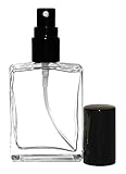 Riverrun Perfume Atomizer, Flat Glass Bottle, Black Fine Mist Sprayer 15ml ~ 1/2 oz