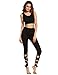 SweatyRocks Women Legging Cutout Tie Cuff Slim Yoga Pants Jogger Workout Tights, Black, Large