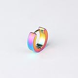Adecco LLC Men Women 316L Stainless Steel Unique Small Hoop Earrings Huggie Ear Piercings Hypoallergenic (rainbow)